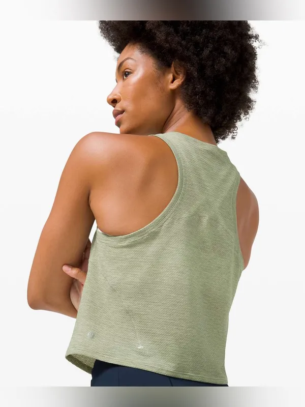 Lululemon Run and Train Racerback Tank Heathered Rosemary Green $58 MSRP - Image 4