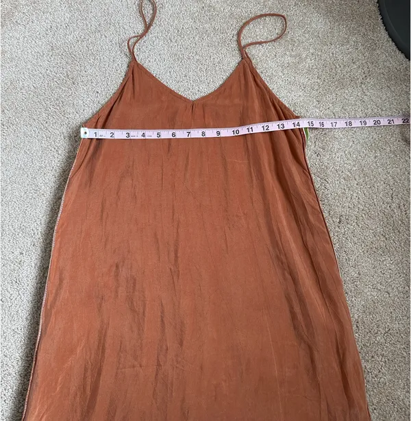 Tribe Kelley Rust Surf Mini Rayon Dress With Side Stripe. Size Medium - Image 4