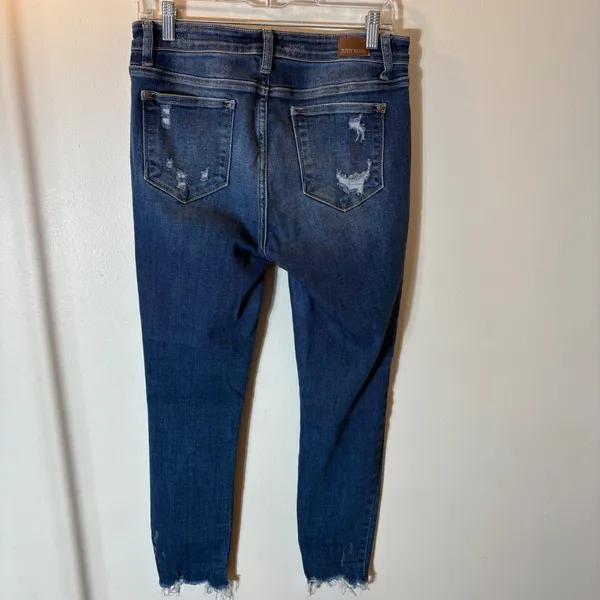 Judy Blue Skinny Fit Jeans Size 9/29 Dark‎ Wash Distressed Denim - Image 4