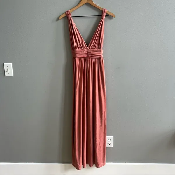 Lulu’s Mesmerized by Love Rusty Rose Mesh Lace-Up Maxi Dress NWT XS - Image 6
