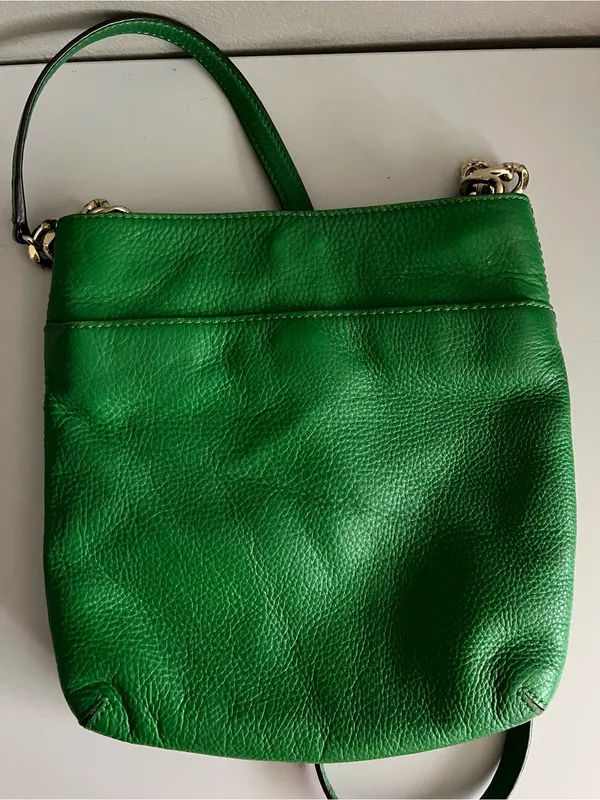 Michael Kors Hamilton Kelly Green Pebbled Leather Crossbody Bag Gold Hardware - Image 2