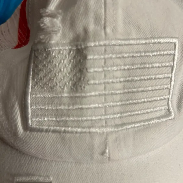 American Flag Mesh Back Trucker Hat Pony Cap. White - Image 10