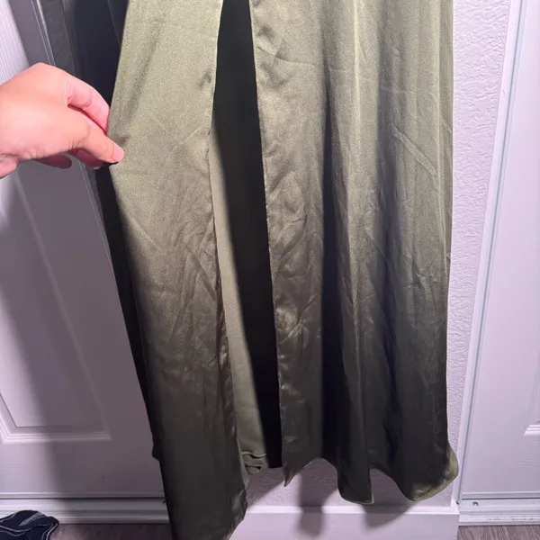 Dessy Collection • Formal Gown • Olive Green • 2R • Off Shoulder • Bridesmaid - Image 6