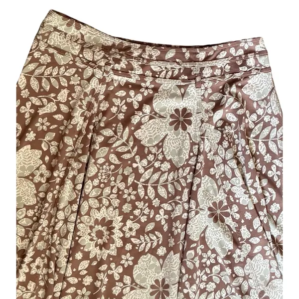 Lapis Floral Skirt Womens Size L Brown Blue A Line Pull On Mid Rise Flowy Comfy - Image 12