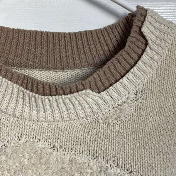 Vintage cotton double layer cloud sherpay crewneck sweater off white unisex M/L - Image 3