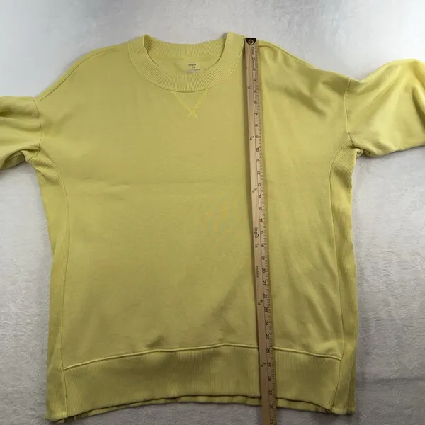 Aerie L Large Good Vibes Oversized Sweatshirt Tunic Long Sleeve Crew Neck Yellow - Image 11