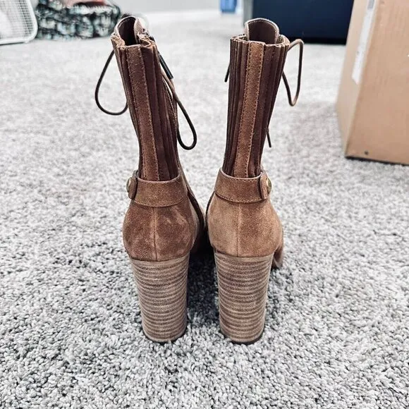 MICHAEL MICHAEL KORS Carrigan‎ Lace-Up Booties Brown Leather Mob Wife Moto 8.5 - Image 10