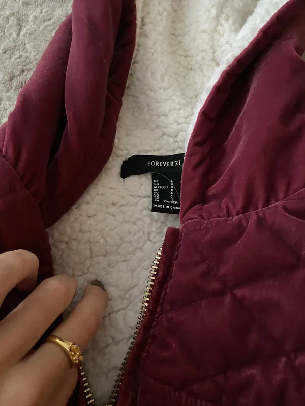 quilted deep pink fur lined cropped bomber zip up jacket - Image 6