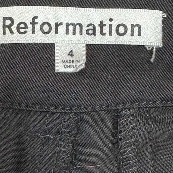 Reformation‎ manson Black Pleated Wide Leg Trousers Pants Size 4 - Image 5