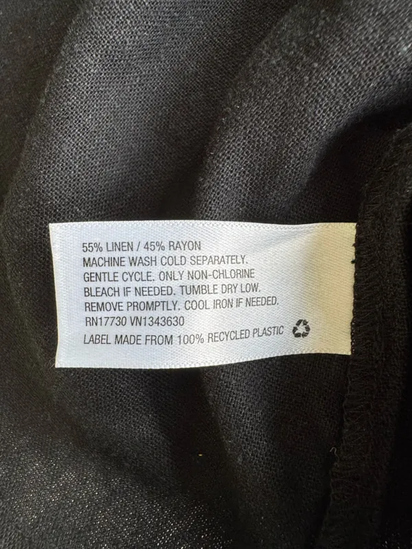 A New Day Black Linen Rayon Cross Front Midi Dress Size Large - Image 7