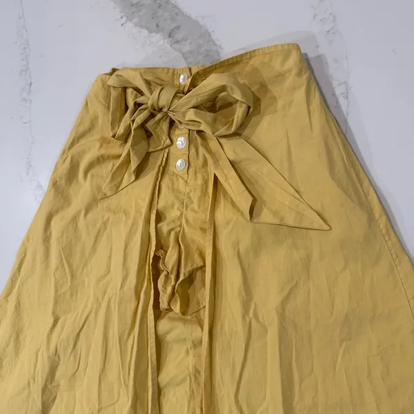 Free People Diggin This Skort High Rise Shorts Midi Skirt Women’s Small Yellow - Image 5