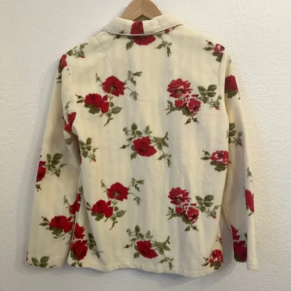 Lauren Ralph Lauren Fleece Pajama Top S Crest‎ Monogram Rose Floral Valentines - Image 9