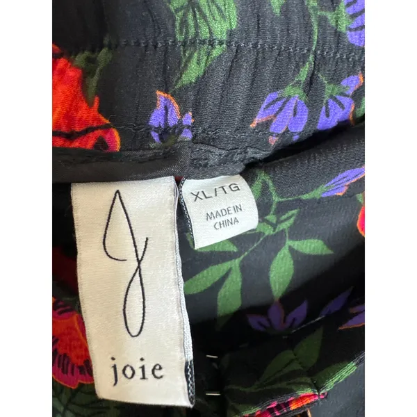 Joie Bold Botanical Floral Wide-Leg Cropped Belted Pants Black Multi XL - Image 5
