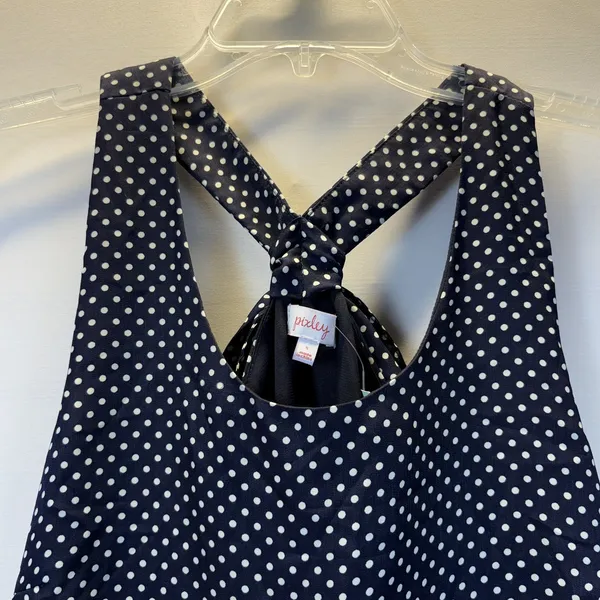 Pixley womens mirin‎ Dress blue Polka Dot Shift Tie razerBack Lined Small - Image 6