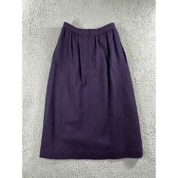 Evan-Picone Skirt Women 6 Purple Wool Blend‎ 28'' Midi Pockets Dark Academia Vtg - Image 2