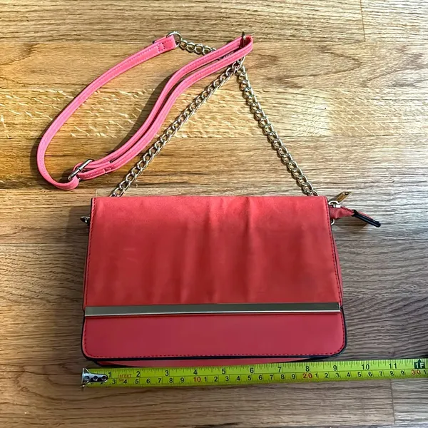Call it spring Red and Gold Chain Suede CrossBody Clutch Purse - Image 6