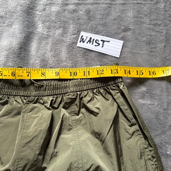 PINK Victoria's Secret Cargo Pants S Olive Green Satin Parachute Relaxed Hi Rise - Image 6