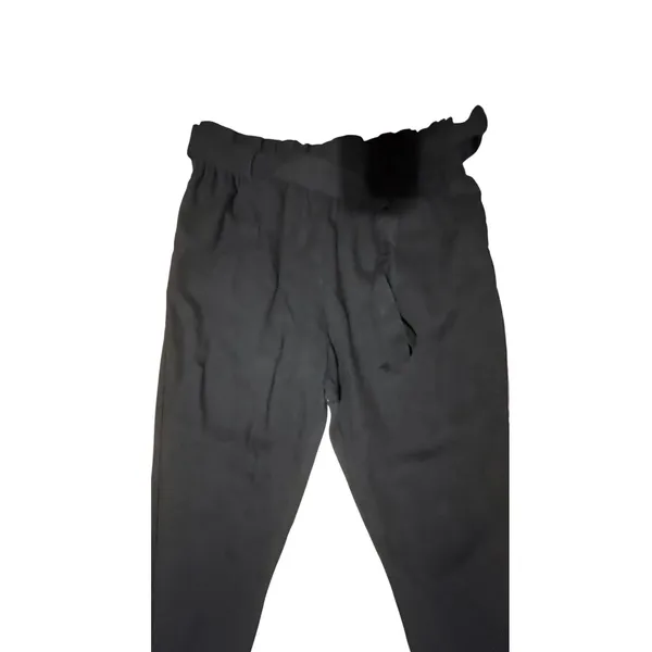 Active USA Black Paperbag Waist‎ High Rise Tapered Leg Tie Belt Pants Medium - Image 4