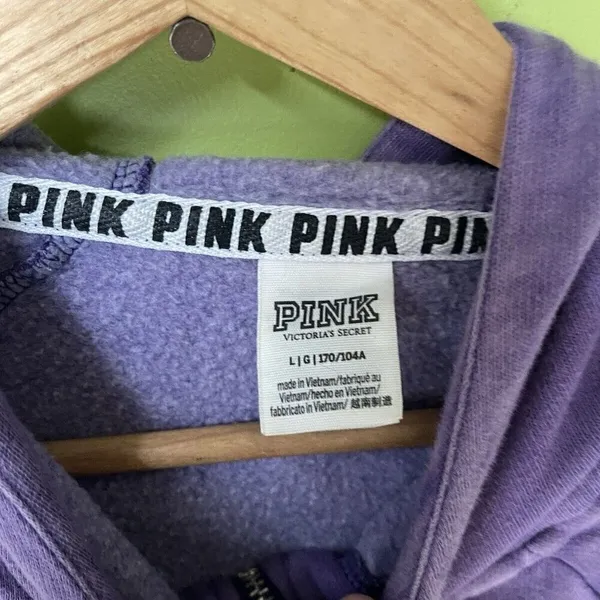 Victoria's Secret Vintage PINK Full Zip Hoodie Purple White Women's Size Large - Image 12