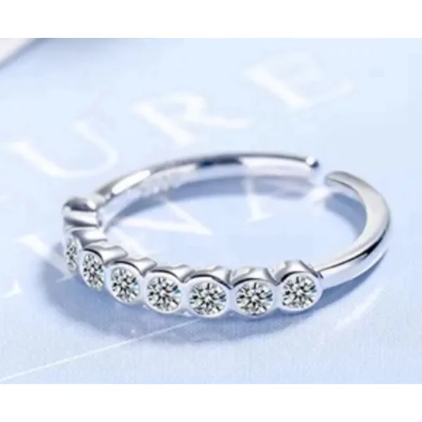Boutique Dainty‎ 14k White Gold Plated Sterling Silver Synthetic Diamond Eternity Ring Sm - Image 8