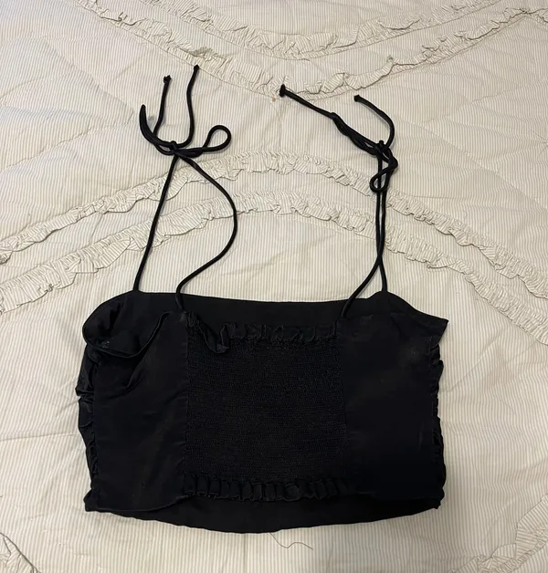 ZARA Black Silk Crop Top - Image 2