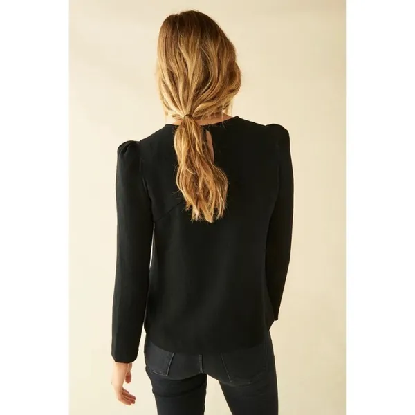 BA&SH Black Corus Top Blouse Cutout Details Solid Cut-Outs Bash Size 0 US Size 4 - Image 7