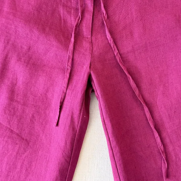 Spiegel Costal Linen Pants 2P Magenta Purple Wide Leg Drawstring Trousers - Image 7