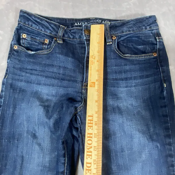 American Eagle Women Jeans Sz 6 Regular High‎ Rise Stretch Skinny Blue Jeggings - Image 6