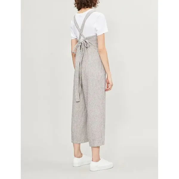 FREE PEOPLE Off The Shore Linen Blend Wide‎ Leg Jumpsuit Sz 4 - Image 2