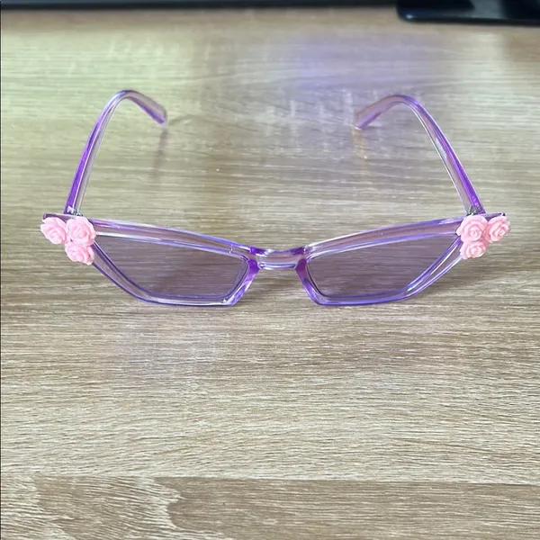 Purple Sunglasses with Pink Rose Accents - Image 5