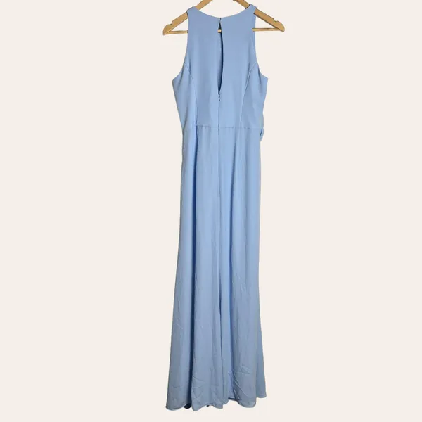 David’s Bridal Ice Blue Sleeveless High Neck Draped Front Brisdesmaid Gown 10 - Image 11