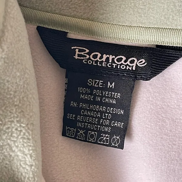 Barrage Collection Women's Fleece Jacket Quilted Arms Zip Up‎ Light Green Size M - Image 5