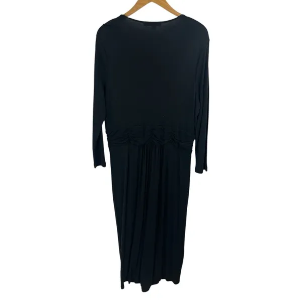 Boden Womens Mabel Jersey Dress 16L Black Ruched Knee Length Minimalist - Image 6
