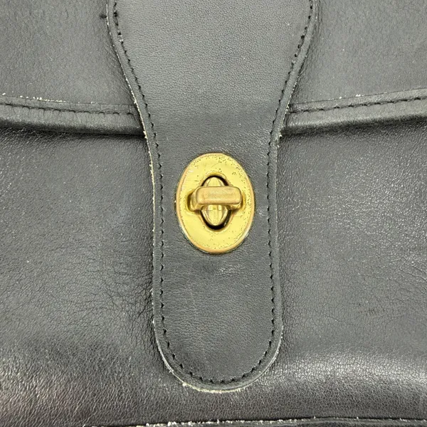 Vintage Coach NYC‎ Black Leather Top Handle Crossbody Turnlock Bag - Image 5