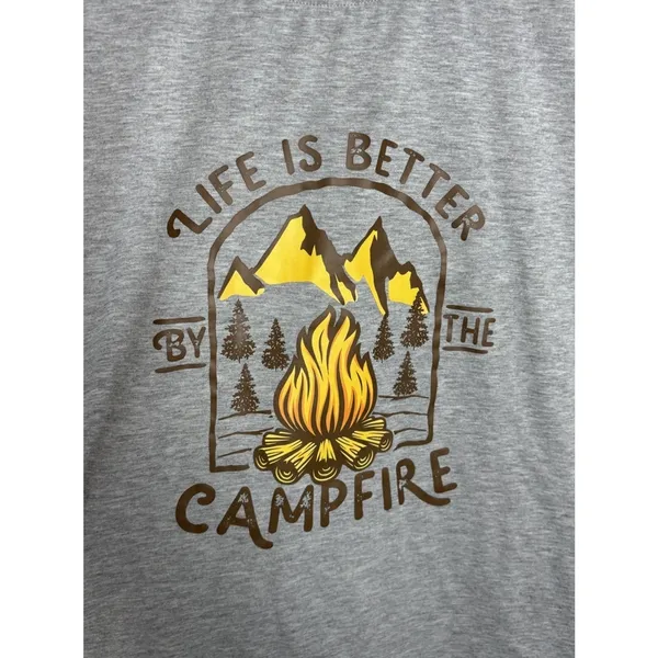 Campfire Graphic Crew Neck Short Sleeve T Shirt Size M outdoors Camping - Image 3