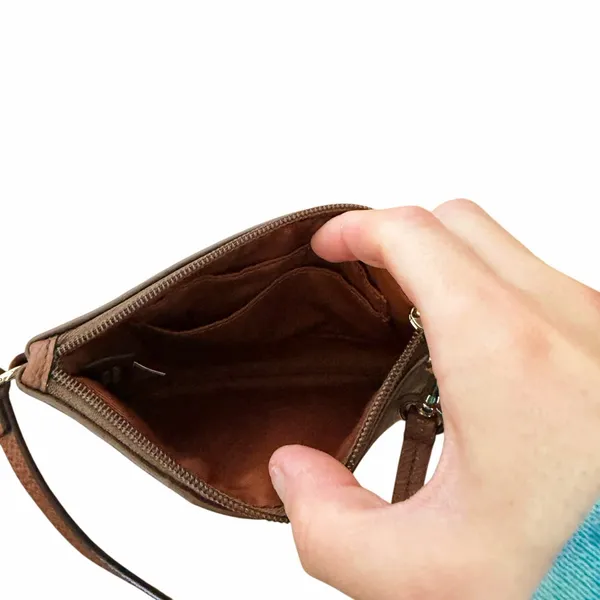 Coach Brown Leather Monogram Wristlet Wallet - Image 4