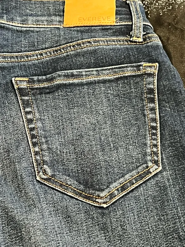 Womens 28" Evereve Front Seam High Waisted Wide Leg Jeans-Dark Wash - Image 10