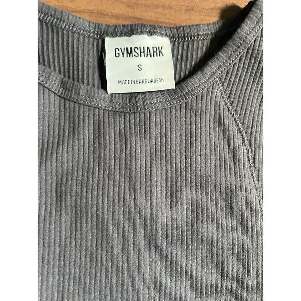 Gymshark Ribbed Crop Tank Top Gray Size Small Women's Activewear Sleeveless New - Image 2