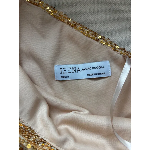 NWT IEENA Mac Duggal‎ One Shoulder Sequin Mini Dress 2 Gold 26977 Cocktail Party - Image 4
