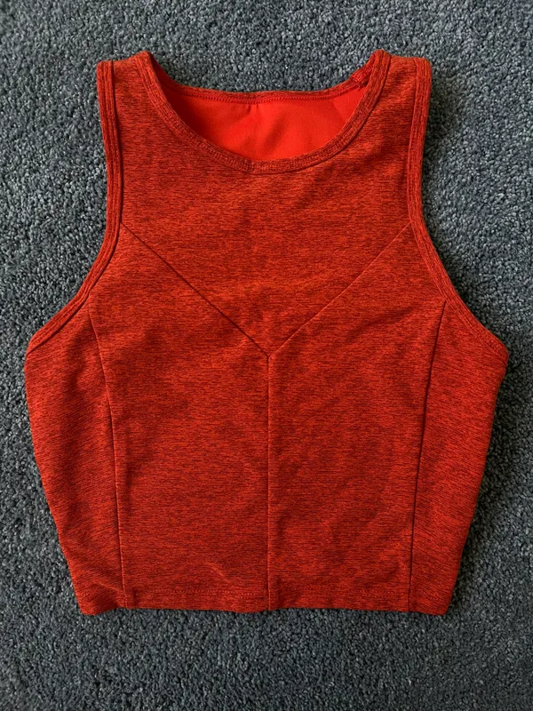 Mini Stripe Burnt Orange Crop Tank Top - Image 2