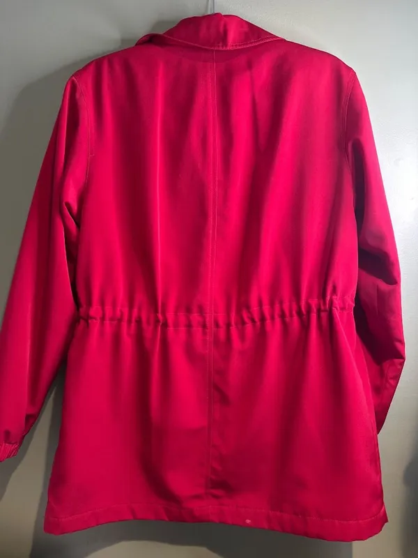 Gallery Red Zip Front Jacket Women's Small Drawstring Waist Lightweight Coat - Image 7