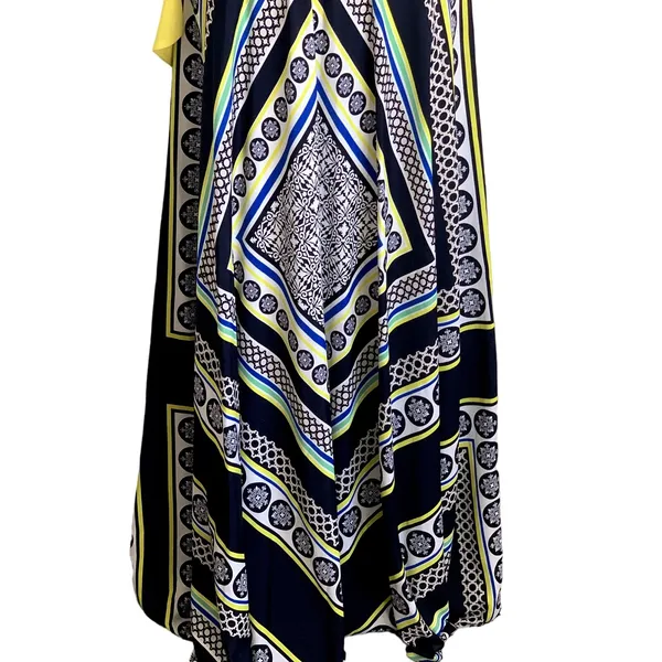 Eliza J Geometric Scarf Print Sleeveless Maxi Dress‎ in Blue/Yellow - Image 6