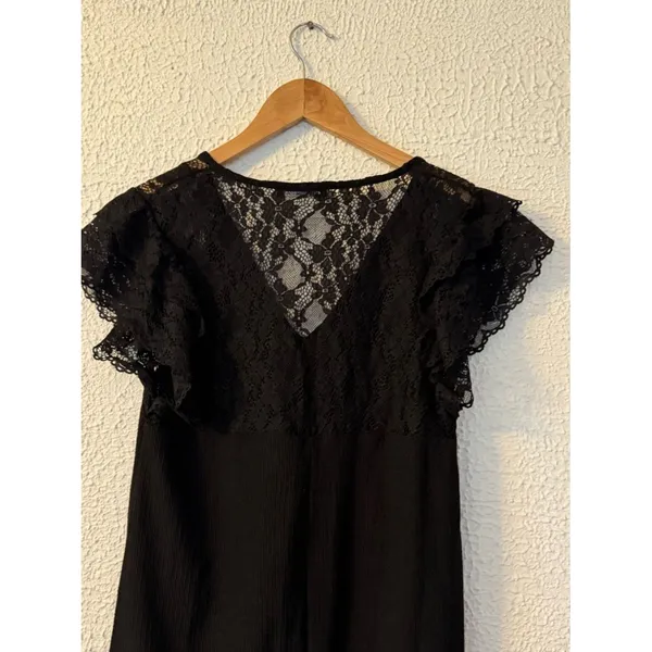 Zara Black Lace Back Mini Dress V‑Neck - Image 4