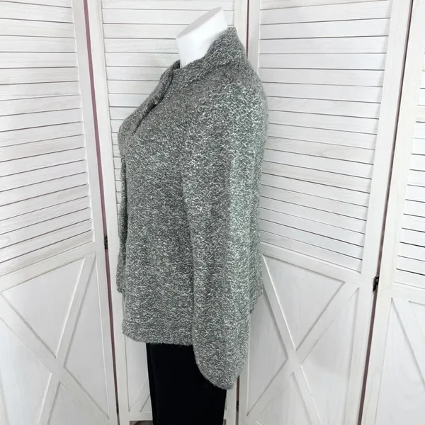 Willi Smith Marled Peplum Wool Blend‎ Cardigan Sweater Grey XL - Image 2