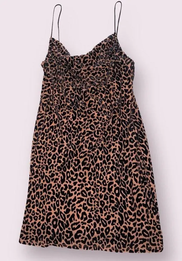 Altar’d State Leopard Cheetah Velvet Sleeveless Mini Dress Medium never worn - Image 2
