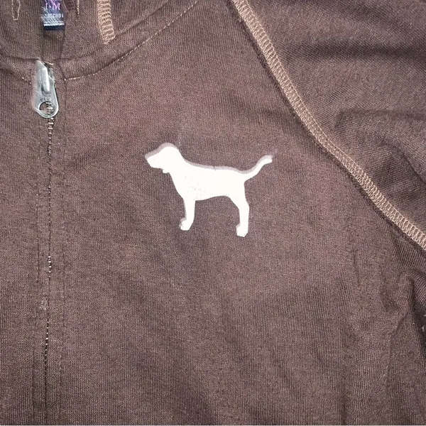 Victoria’s Secret PINK Hoodie Brown Rainbow Peace Sign Size Medium - Image 4