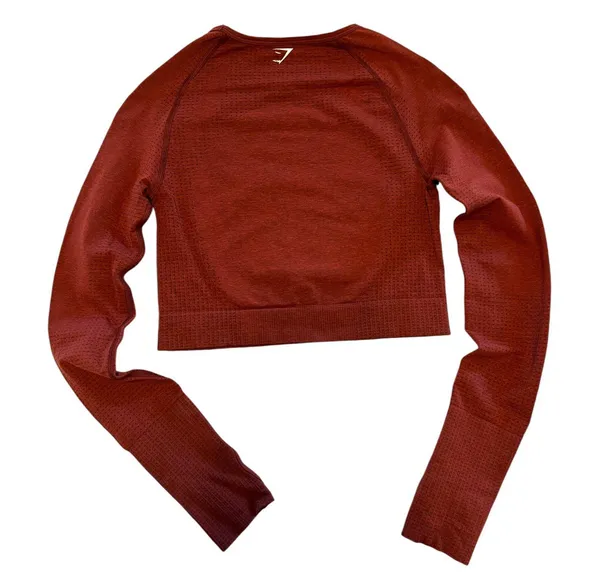 Vital Seamless 2.0 Crop Top Brick Red Marl - Image 4
