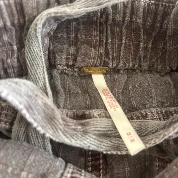 Free People Brown Plaid Utility Overalls Jumpsuit Size Medium - Image 5