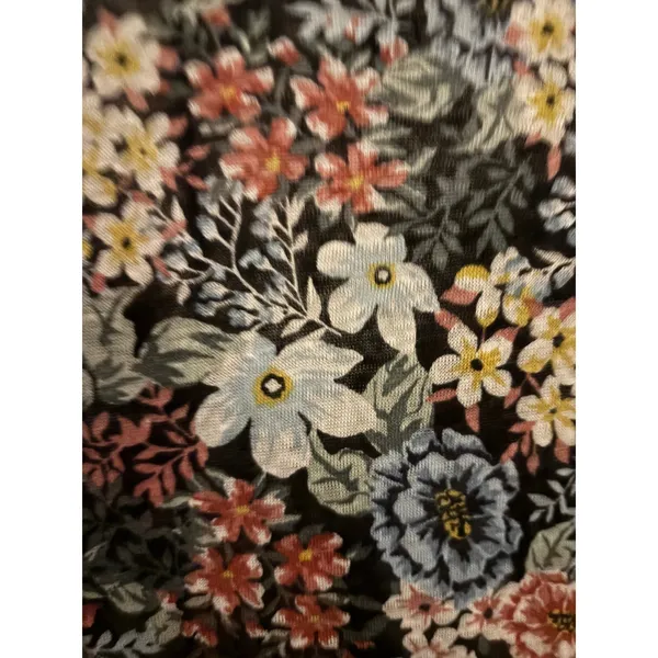 LOFT Women Floral Linen Blend V-Neck Henley Cap Sleeve Knit Top Multi Color M - Image 6
