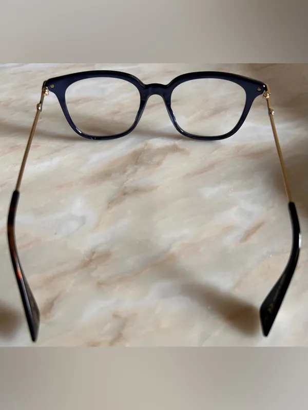 Gucci GG0110O 005 Women Blue Gold Rectangle Eyeglasses w/Case‎ Authentic - Image 12